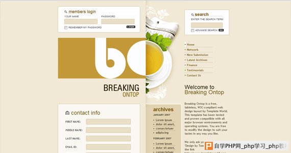 breaking-on-top-css-xhtml-template