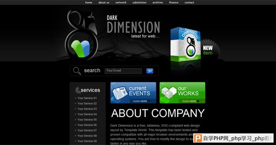 dark-dimension-css-xhtml-template