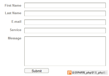 Form with right-aligned labels and vertically stacked input fields