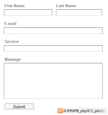 Form with top-aligned labels and input fields with variable stacking