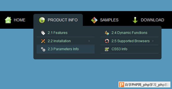 Elegant Dark CSS3 Menu Template