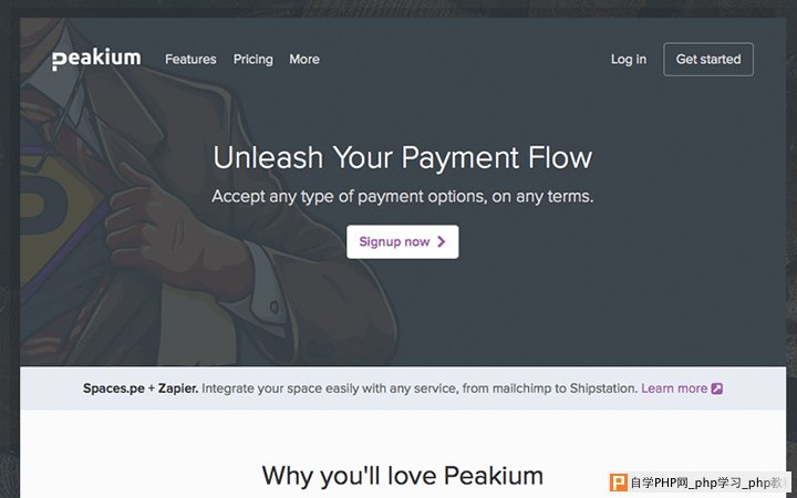 peakium dark subscription landing page design