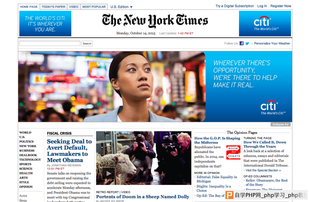 Banner advertising used on The New York Times website.