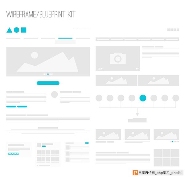 Wireframe / Blueprint Kit by Kai Husen in 50 Free Wireframe Kits and Web Apps