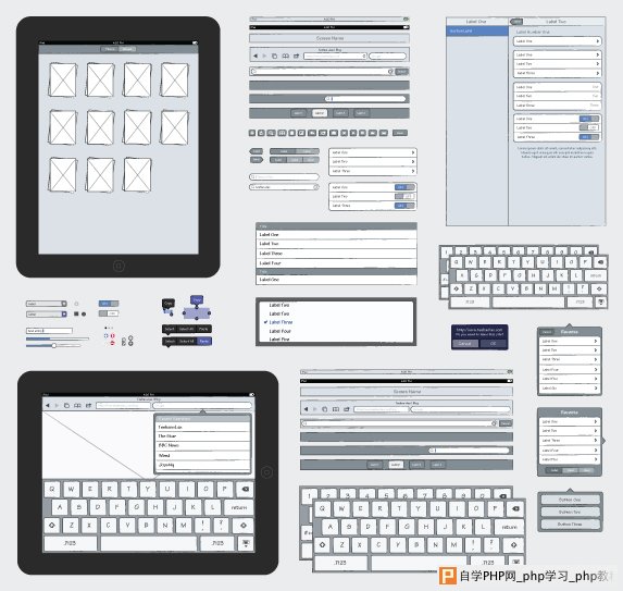 iPad Sketch Elements AI in 50 Free Wireframe Kits and Web Apps