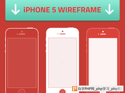 iPhone 5 Wireframes by George Treviranus in 50 Free Wireframe Kits and Web Apps