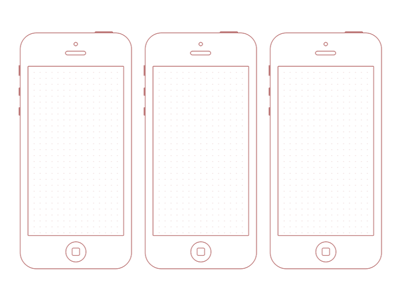 Printable iPhone 5 + iOS 7 Icon Wireframe by Jim Lears in 50 Free Wireframe Kits and Web Apps