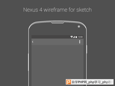 Nexus 4 Wireframe for .Sketch by Rodrigo Soares in 50 Free Wireframe Kits and Web Apps