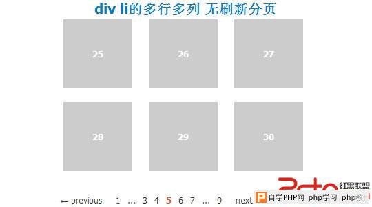 div li的多行多列 无刷新分页 - html/css语言栏目：