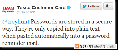 Passwords are stored in a secure way. They’re only copied into plain text when pasted automatically into a password reminder mail.