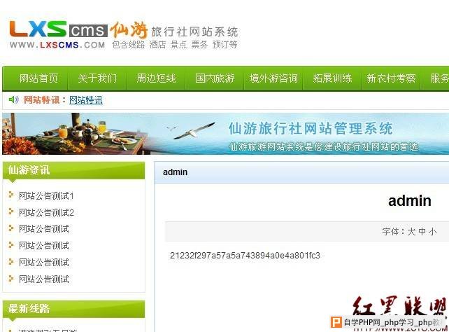 仙游旅行社网站管理系统 v1.5 注入漏洞  - 网站安