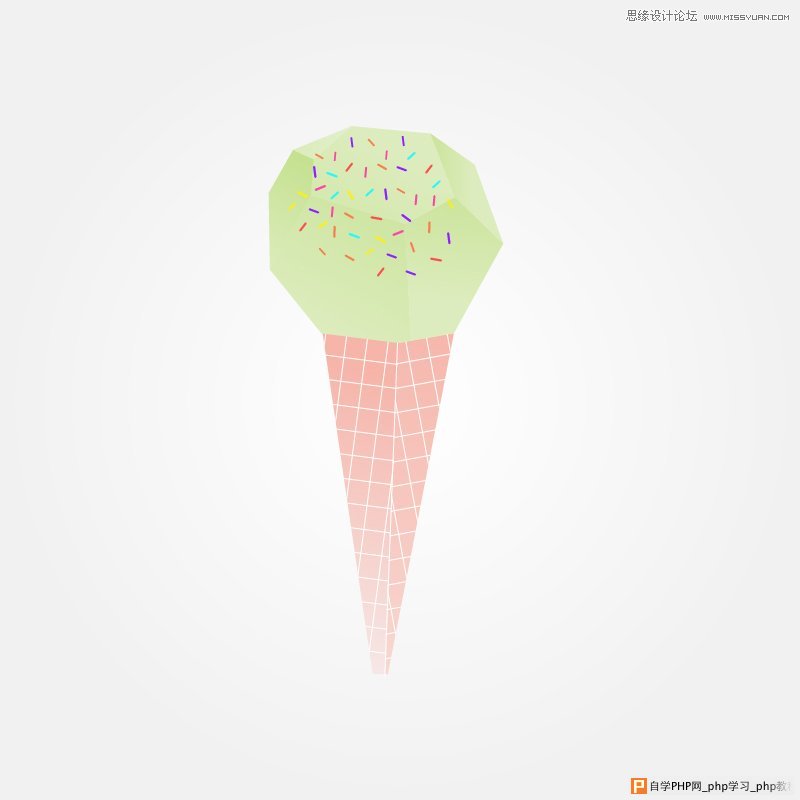 Illustrator绘制可爱的多边形纸艺效果雪糕,PS教程,思缘教程网