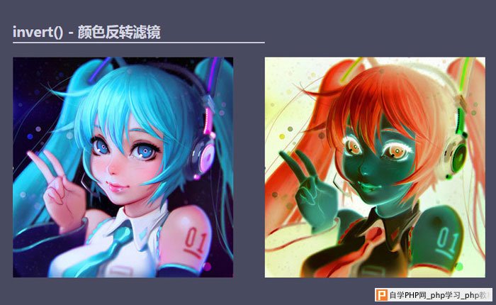 CSS invert()颜色反转滤镜的效果