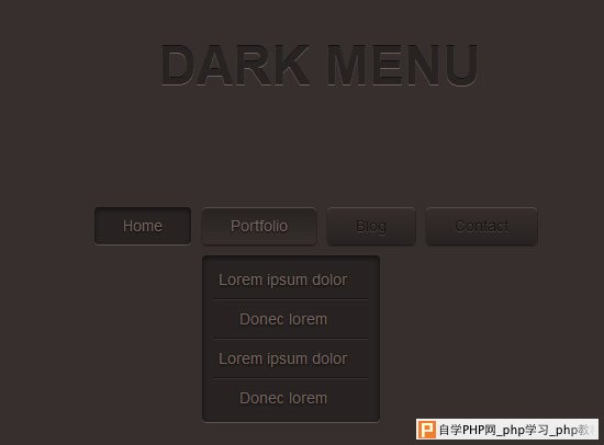 Dark Menu: Pure CSS3 Two Level Menu