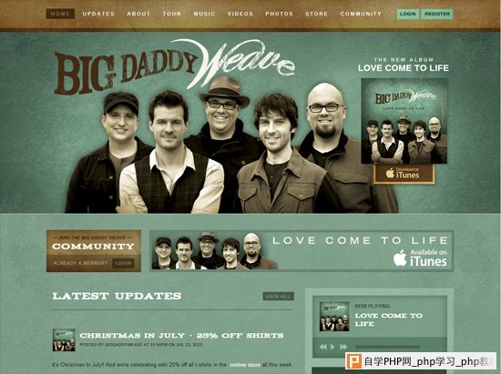 Textured website design example: Big Daddy Weave