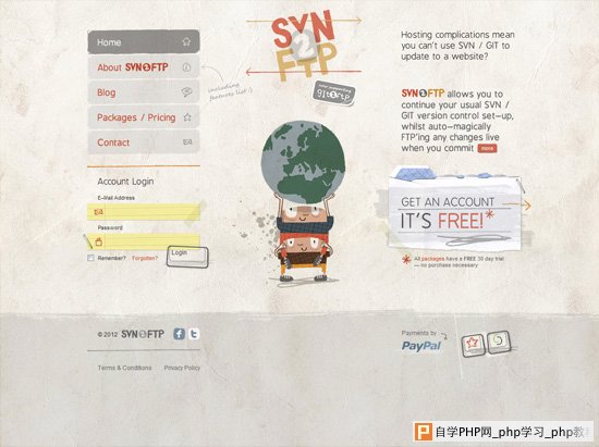 Textured website design example: SVN2FTP