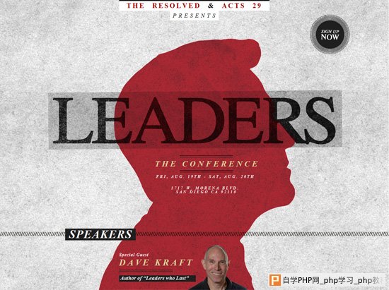 Textured website design example: Leaders - The Conference