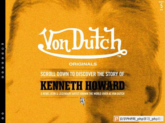 Textured website design example: Von Dutch