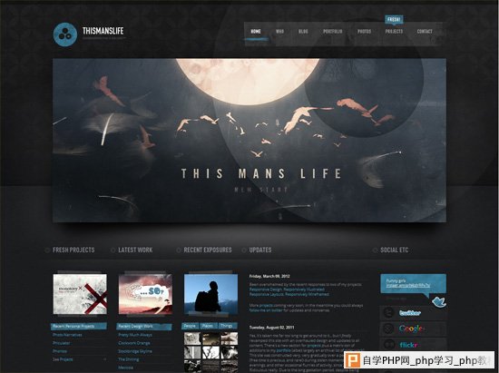 Textured website design example: Thismanslife