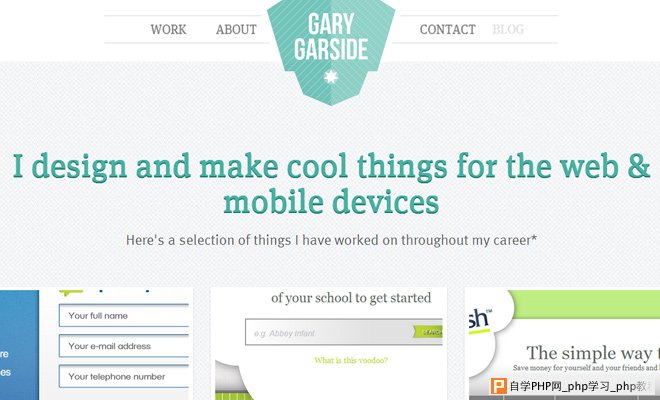 gary garside web design portfolio layout