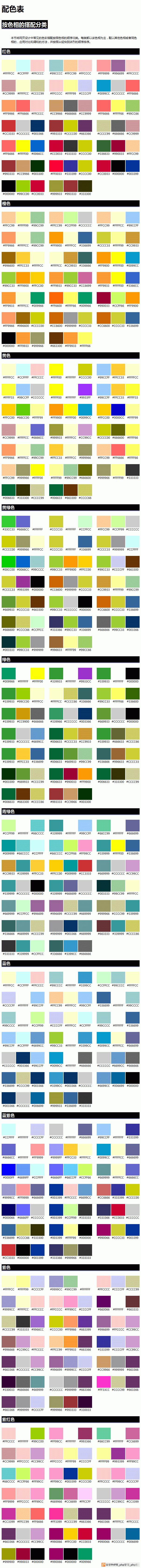 网页设计常用色彩搭配表，配色表_交互设计教程