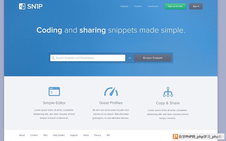 snip coding website homepage snippets search