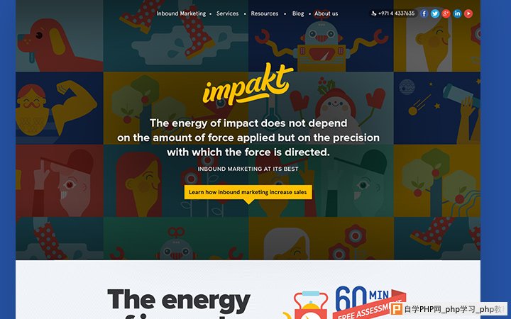 impakt homepage tiled website layout design
