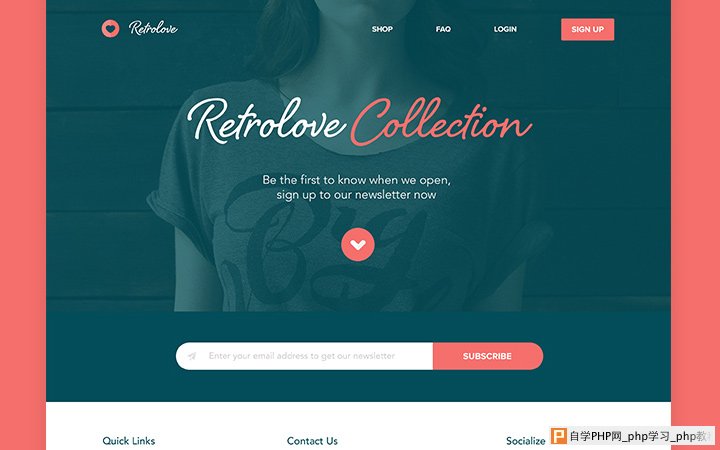 retro love homepage website layout