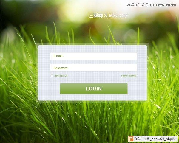 Photoshop清新风格绿色登陆框制作教程  三联教程