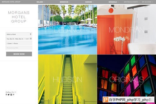 网格布局网页 Morgans Hotel Group