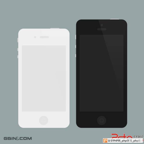 扁平风格的 iPhone 4/5 Mockups (PSD) 