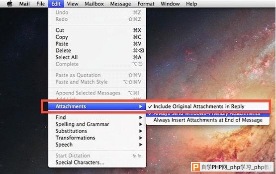 Mac OS X如何在回复邮件时包含附件 三联